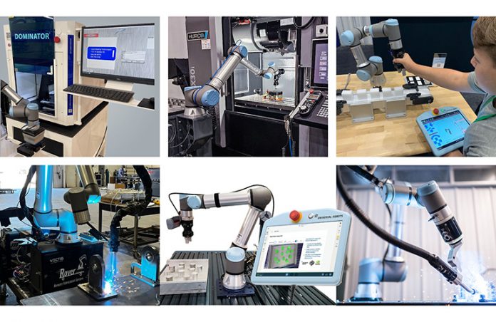 A collage showing six demos that UR will be doing at IMTS. 