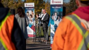 Joe Hickey speaking at groundbreaking