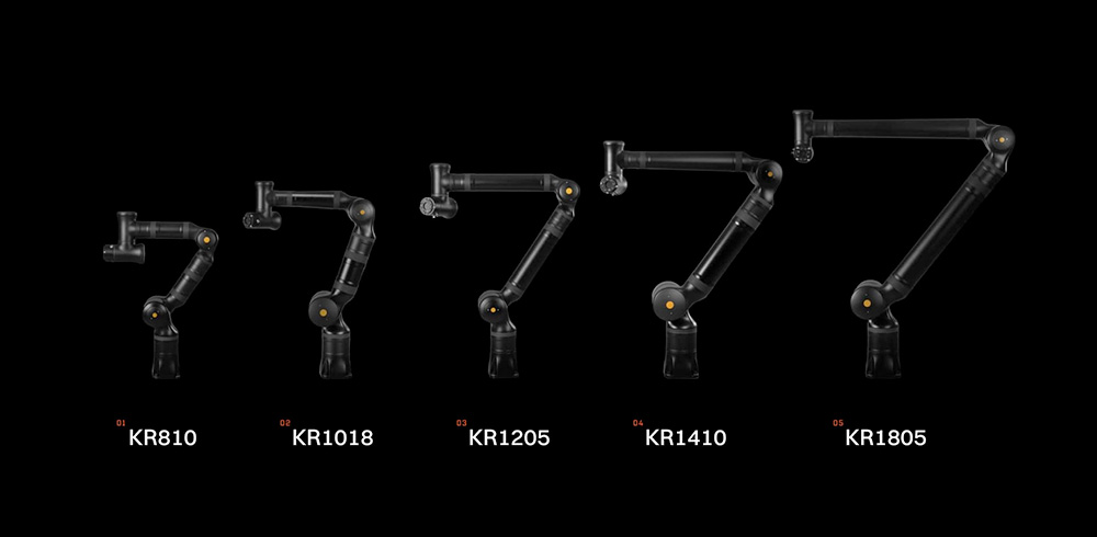 line up of five different Kassow Edge cobots.